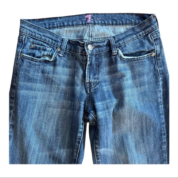 7 for All Mankind Women Jeans Low Rise Medium Wash Pockets Flare Blue 29 - Picture 3 of 9
